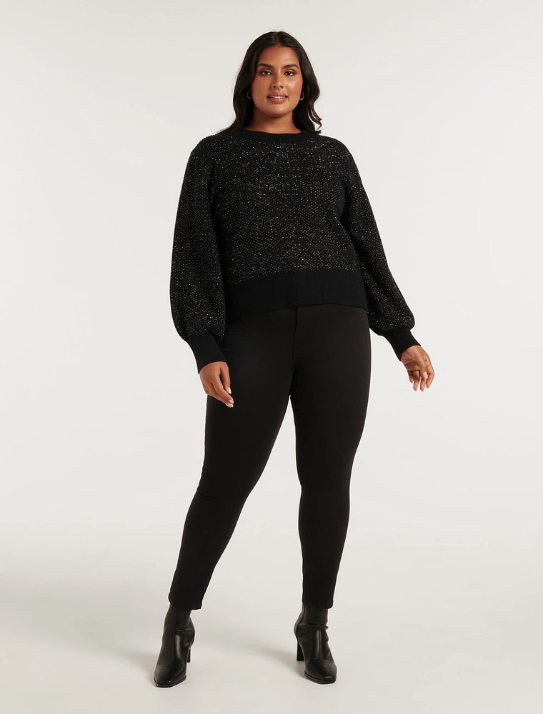 Carrie Curve Metallic Knit Sweater