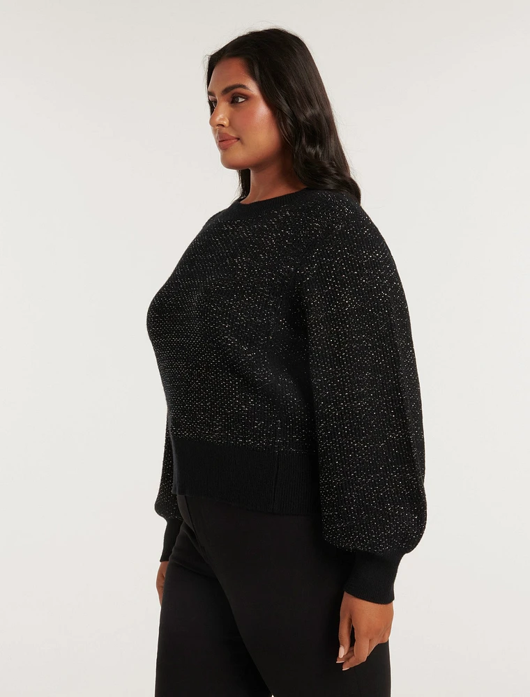 Carrie Curve Metallic Knit Sweater in Black - Size 12 to 20 - Women's Plus Size Sweaters