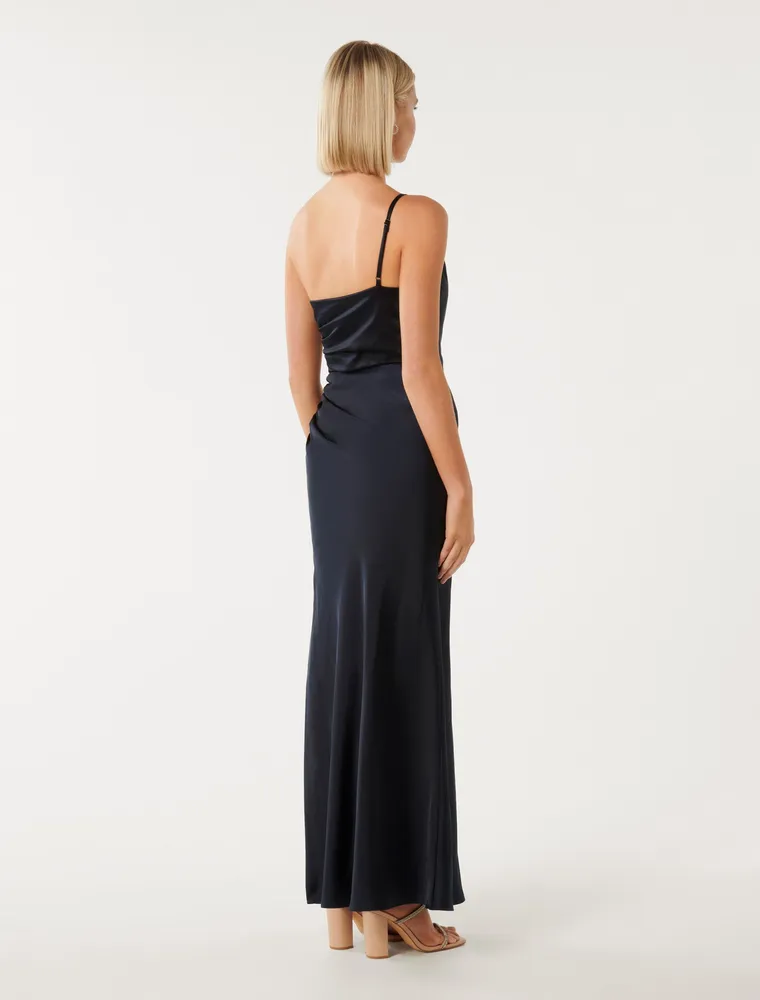 Kelly One Shoulder Satin Maxi