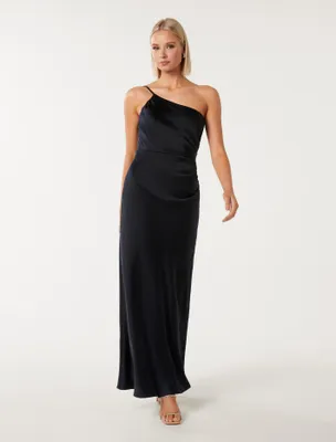Kelly One Shoulder Satin Maxi