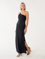 Kelly One Shoulder Satin Maxi