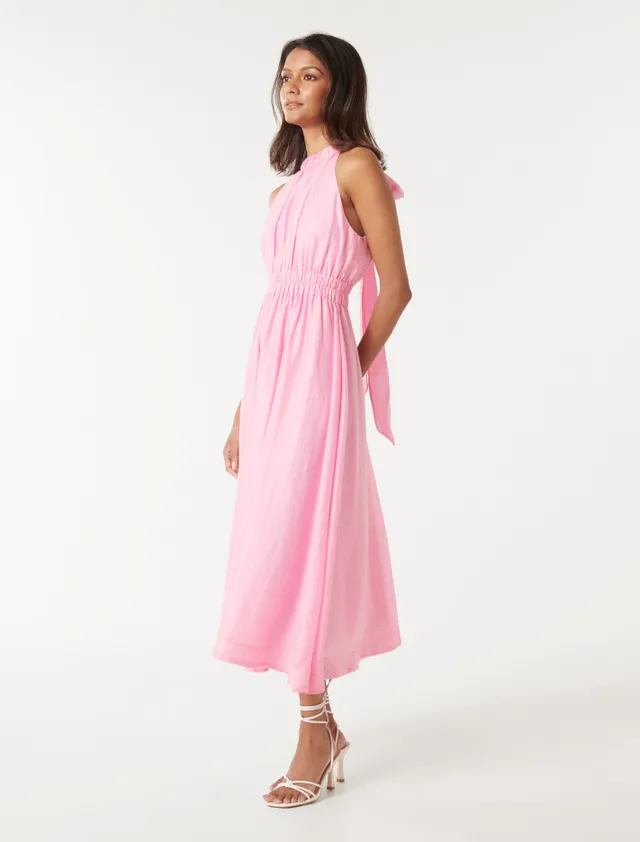 Magnolia Petite High Neck Linen Midi - Women's Fashion