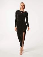 Christy Metallic Bodycon Midi Dress Black - 0 to 12 Women's Dresses