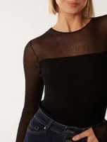 Brooke Sheer Mix-Knit Top