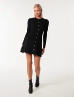 Jolie Button Through Mini Knit Dress