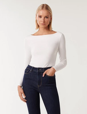 Brie Long-Sleeve Top White - 0 to 12 Women's Casual Tops