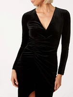 Marisa V-Neck Velvet Dress Black - 0 to 12 Women's Event Dresses