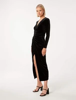 Marisa V-Neck Velvet Dress Black - 0 to 12 Women's Event Dresses