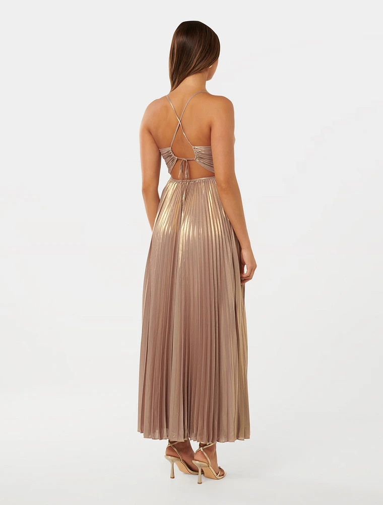 Gabriella Metallic Pleated Maxi