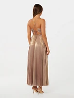 Gabriella Metallic Pleated Maxi