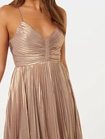 Gabriella Metallic Pleated Maxi