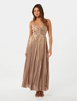 Gabriella Metallic Pleated Maxi