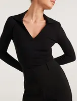 Paris V-Neck Polo Long Sleeve Top