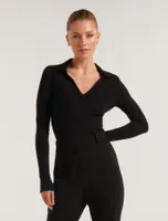 Paris V-Neck Polo Long Sleeve Top