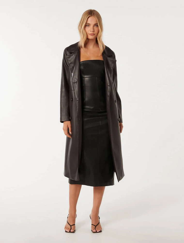 Ronnie Vegan Leather Trench Coat