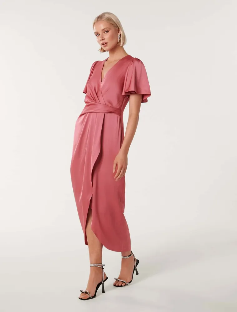 Estelle Flutter Sleeve Midi Dress