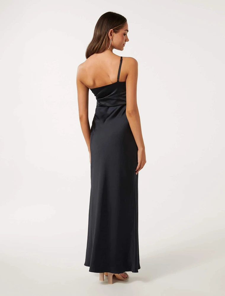 Kelly Petite One-Shoulder Maxi Dress Navy - 0 to 12 Women's Event Dresses