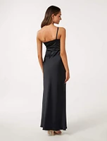 Kelly Petite One-Shoulder Maxi Dress Navy - 0 to 12 Women's Event Dresses