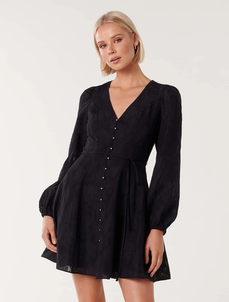 Carina Button-Front Mini Dress