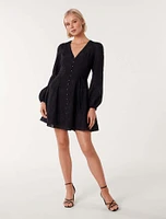 Carina Button-Front Mini Dress