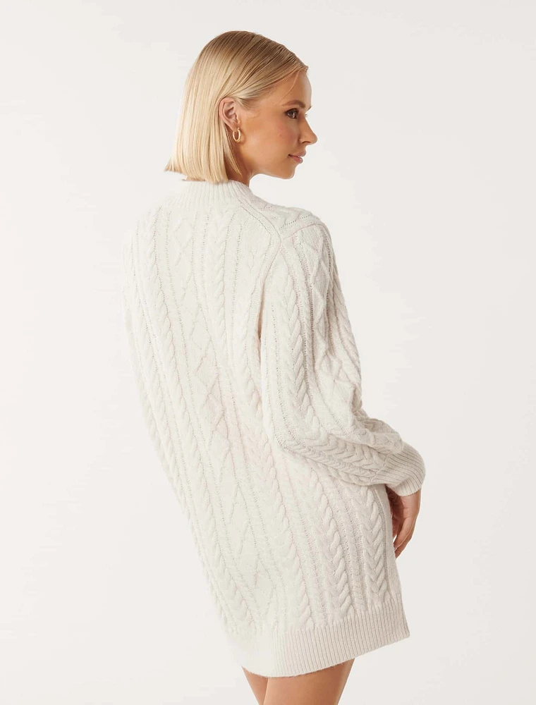 Harper Cable Knit Sweater Dress White - 0 to 12 Women's Dresses