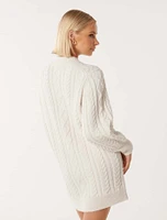 Harper Cable Knit Sweater Dress White - 0 to 12 Women's Dresses