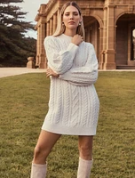 Harper Cable Knit Sweater Dress White - 0 to 12 Women's Dresses