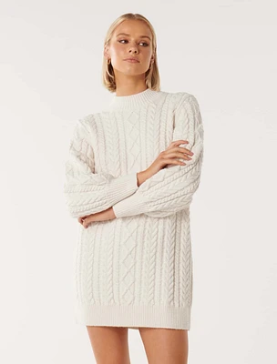 Harper Cable Knit Sweater Dress White - 0 to 12 Women's Dresses
