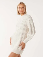 Harper Cable Knit Sweater Dress White - 0 to 12 Women's Dresses