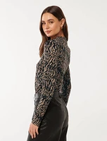 Valera High-Neck Long-Sleeve Top