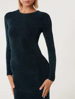 Monica Ruched Glitter Bodycon Dress