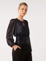 Ava Plisse High Neck Top