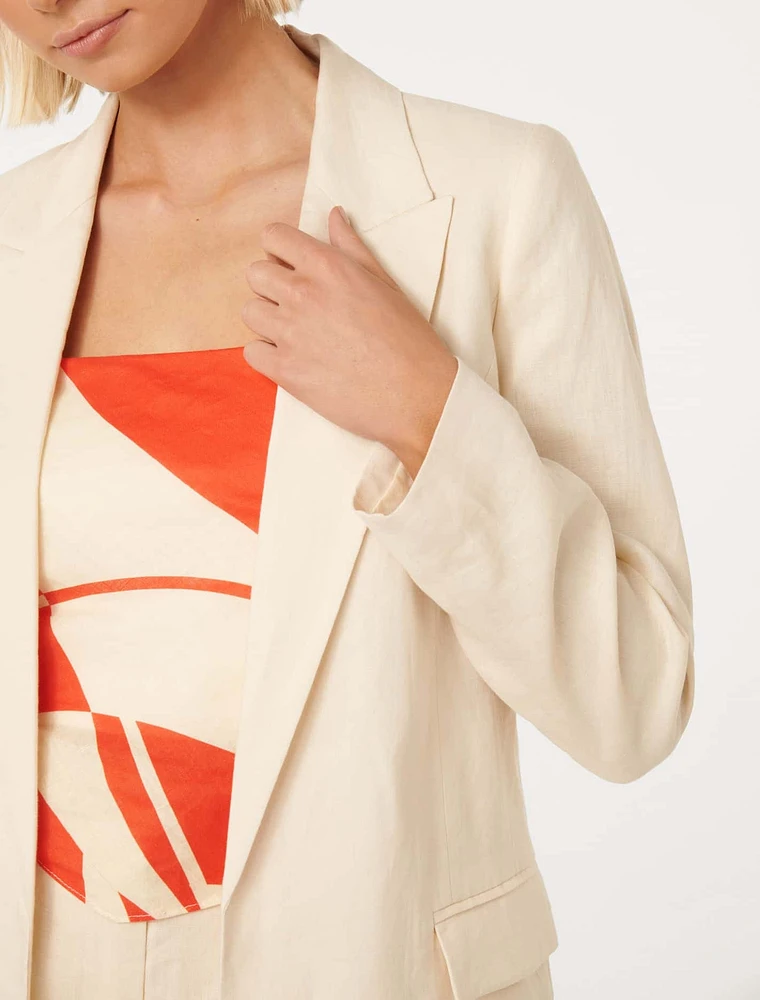 Lacey Linen Blazer Pearl - 0 to 12 Women's Blazers