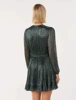 Stevie Plisse Mini Dress Dark Green - 0 to 12 Women's Occasion Dresses