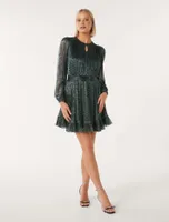 Stevie Plisse Mini Dress Dark Green - 0 to 12 Women's Occasion Dresses