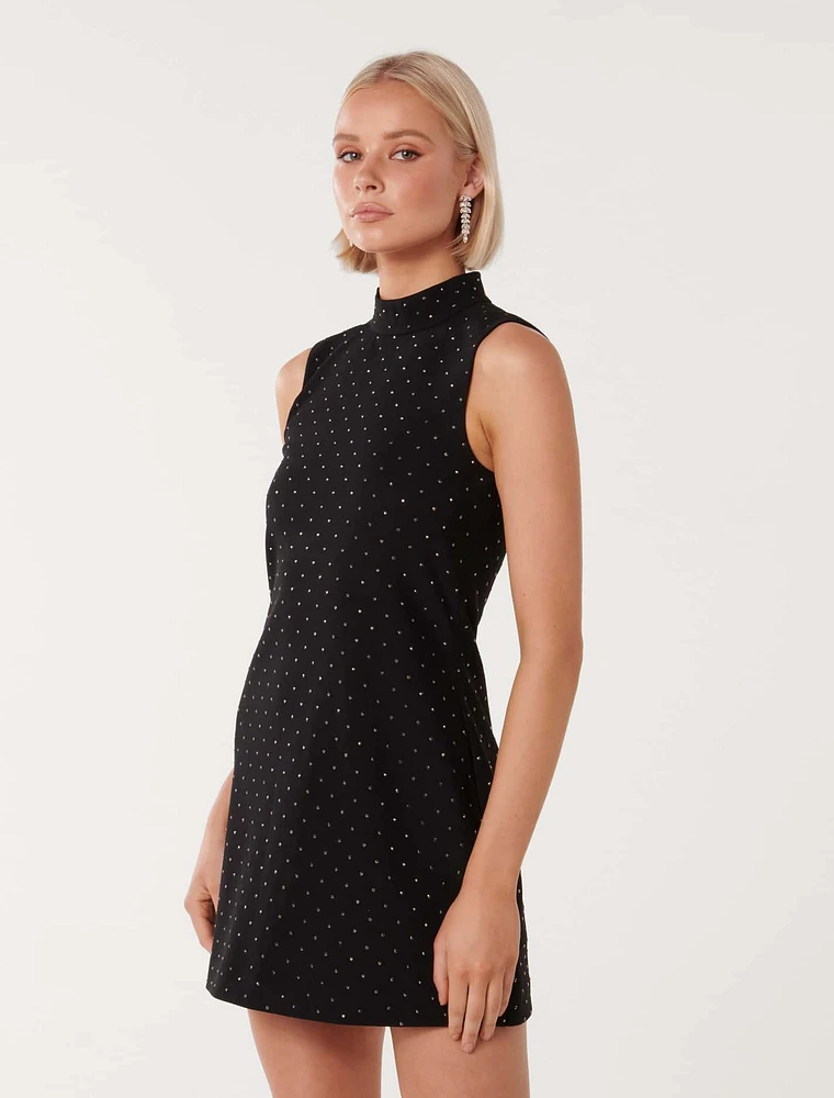 Sophie Embellished Mini Shift Dress Black - 0 to 12 Women's Dresses