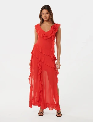 Olivia Ruffle Dress Red - 0 to 12 Women's Event Dresses