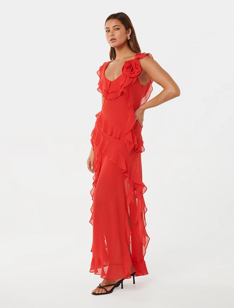 Olivia Ruffle Dress Red - 0 to 12 Women's Event Dresses