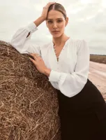 Micah Blouson-Sleeve Blouse