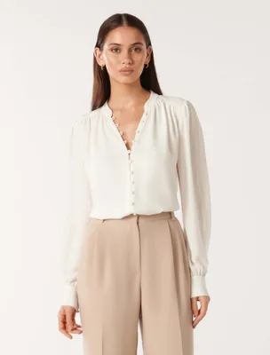 Micah Blouson-Sleeve Blouse