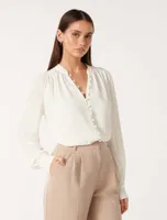 Micah Blouson-Sleeve Blouse