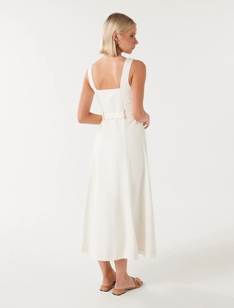 Maja Denim Dress White - 0 to 12 Women's