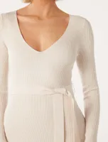 Mila V-Neck Belted Knit Dress