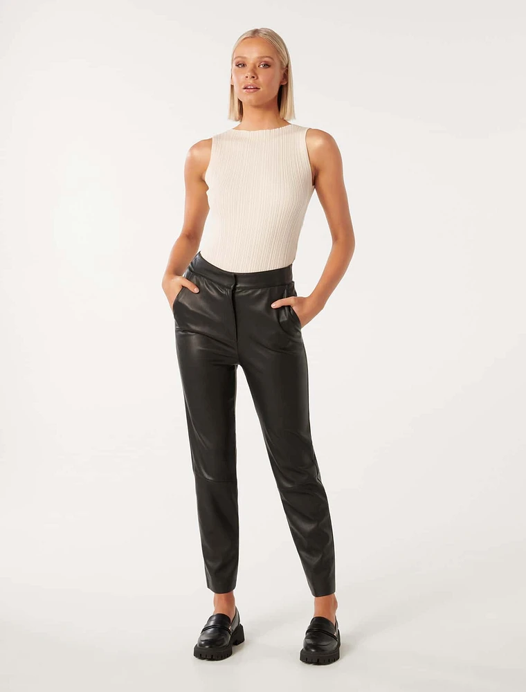 Alexis Vegan Leather Slim-Leg Pants