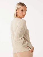 Camilla Button Sleeve Knit Jumper