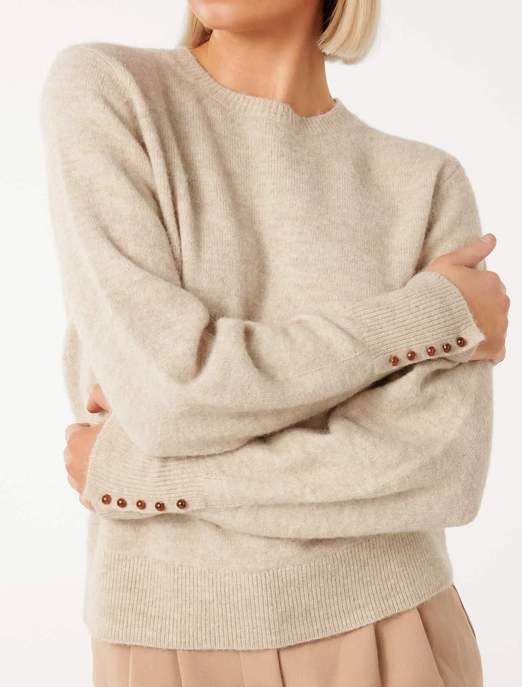 Camilla Button Sleeve Knit Jumper