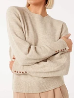 Camilla Button Sleeve Knit Jumper