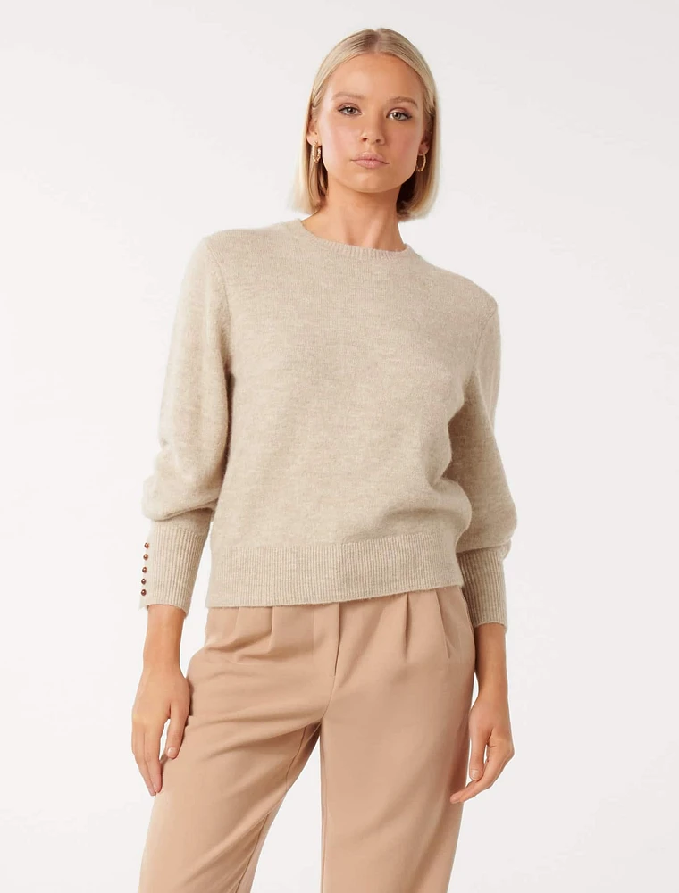 Camilla Button Sleeve Knit Jumper
