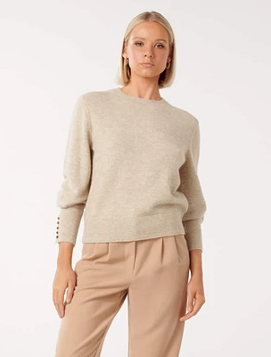 Camilla Button Sleeve Knit Jumper
