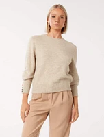 Camilla Button Sleeve Knit Jumper